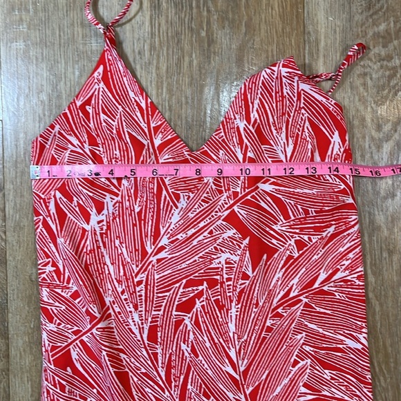 Vici Red White Palm Print Maxi Dress Sleeveless EUC Women's Small S Leg Slit - Picture 14 of 15